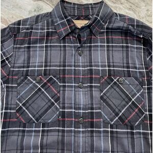 NWT Red Camel Small Cotton Flannel Grey‎ Charcoal Plaid Long Sleeve Shirt